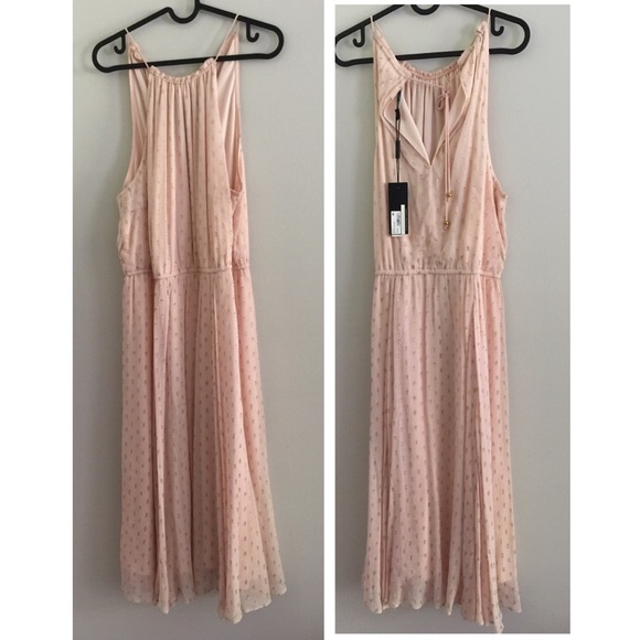 Anthropologie Blushed Metallic Halter Dress - Picture 4 of 8